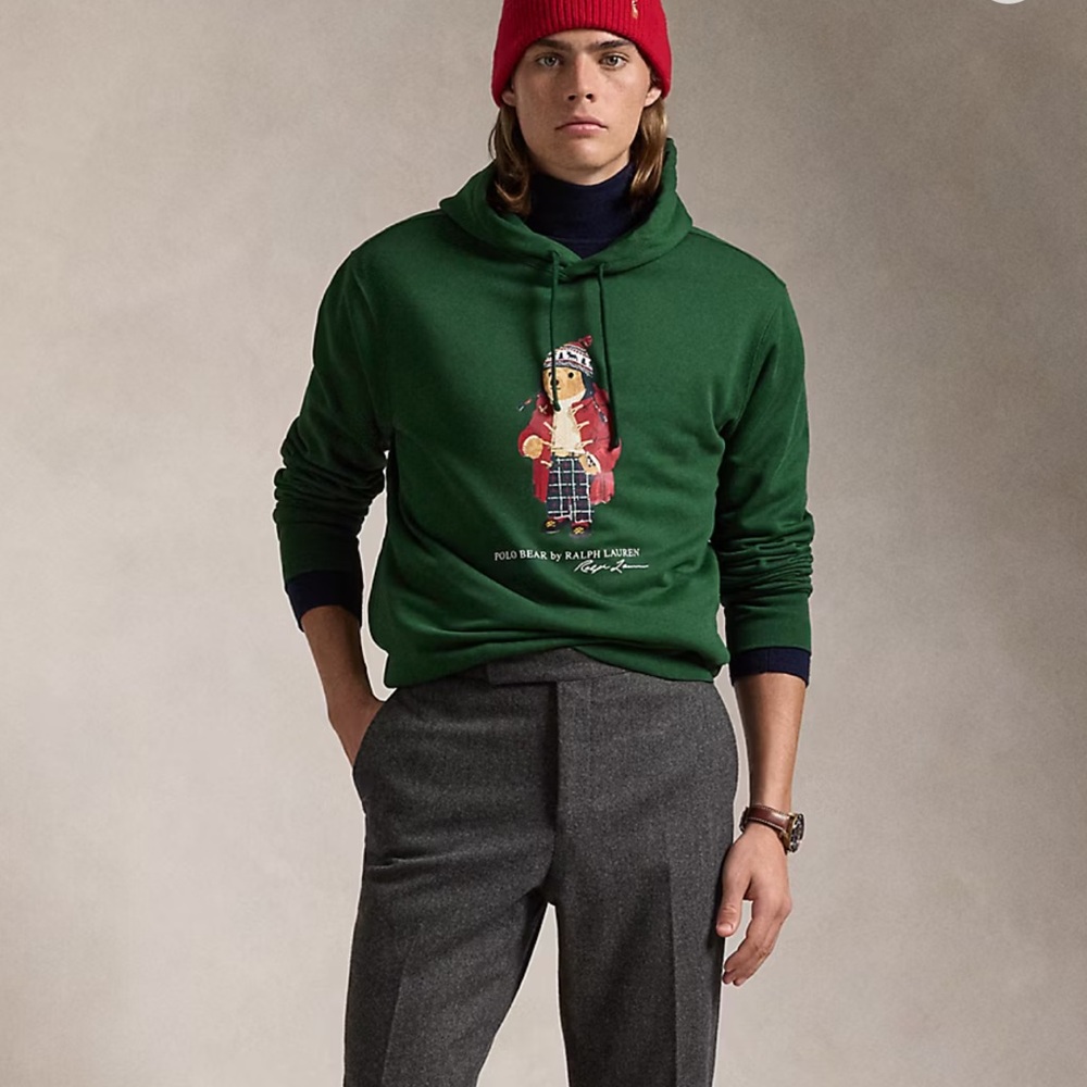 💚🐻 NEW WITH TAGS🐻💚 Polo Bear Fleece Hoodie Size M - Picture 6 of 9